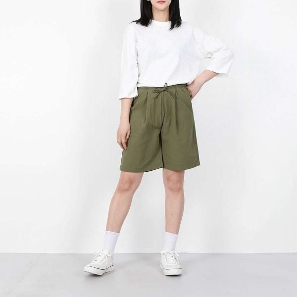 여자 린넨원턱쇼츠 심플한 린넨 여름반바지