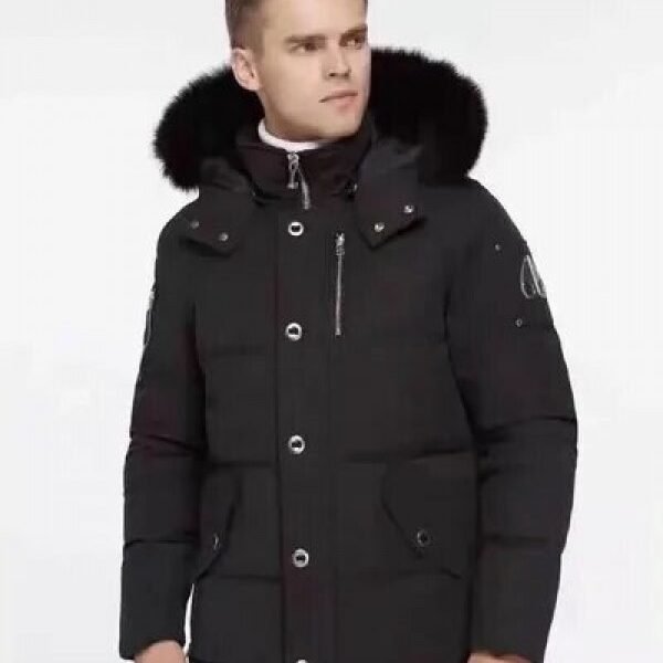 슬림 핏 따뜻한 캐주얼 모피 칼라 다운 재킷 남성용 재킷 블랙