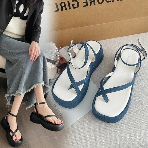 여성 캐주얼 두꺼운 굽 슬리퍼