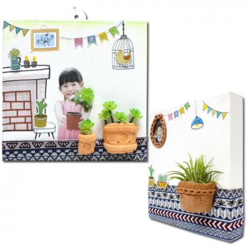 뚝딱 도예토 화분 액자 만들기 1인용 다육이