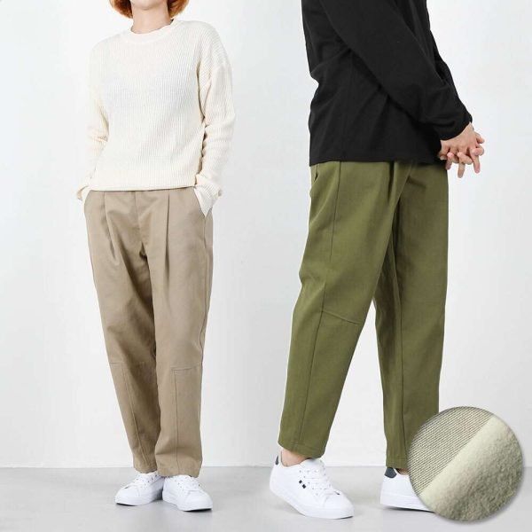 벤티브 기모여성 코튼 루즈 테이퍼드 밴딩 팬츠