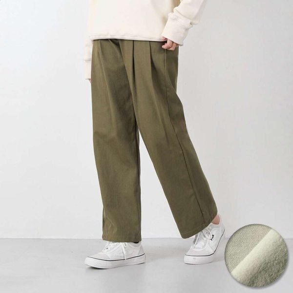 벤티브 기모여자 코튼루즈핏핀턱 와이드루즈 밴딩워싱코튼팬츠