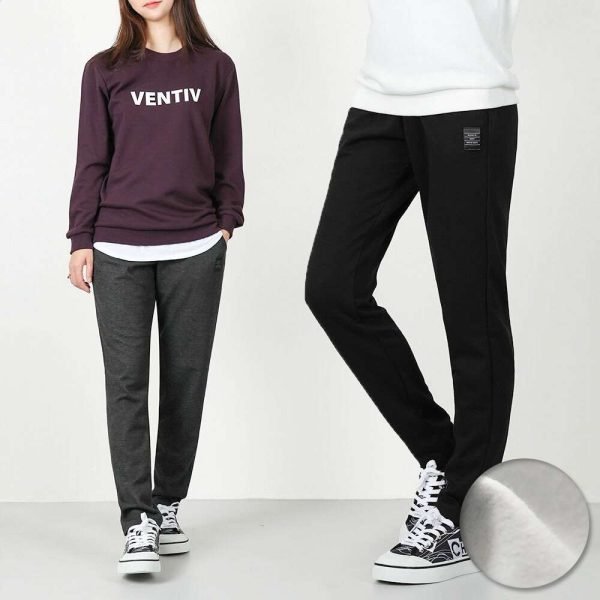 벤티브 기모여자 슬림라벨 슬림핏 트레이닝 팬츠