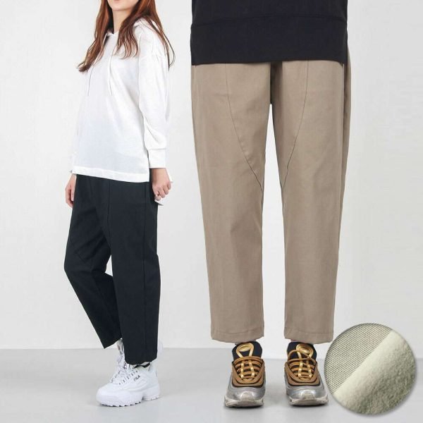 벤티브 기모여자 코튼루즈핏절개 와이드 이지캐주얼 밴딩팬츠