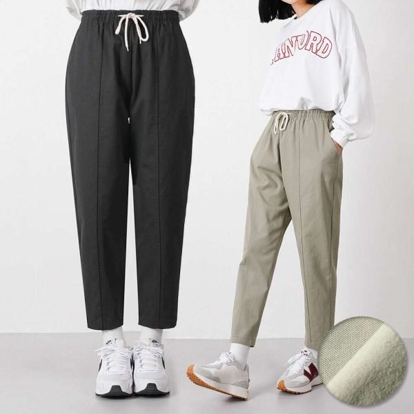 벤티브 기모여자 코튼핀턱테이퍼드 M~4XL 와이드배기 밴딩팬츠