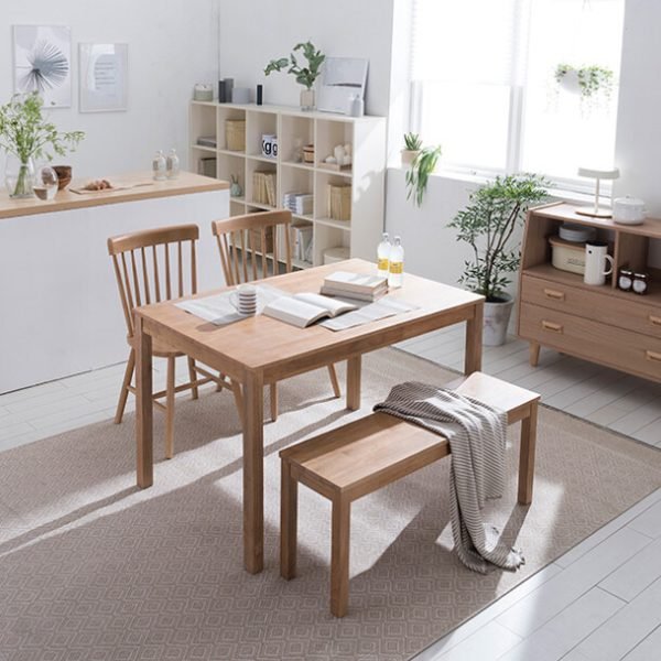 뉴시나몬 4인 원목식탁세트 벤치형