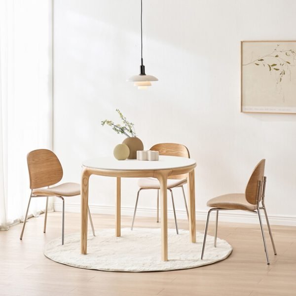 레티 원형 세라믹 원목 식탁