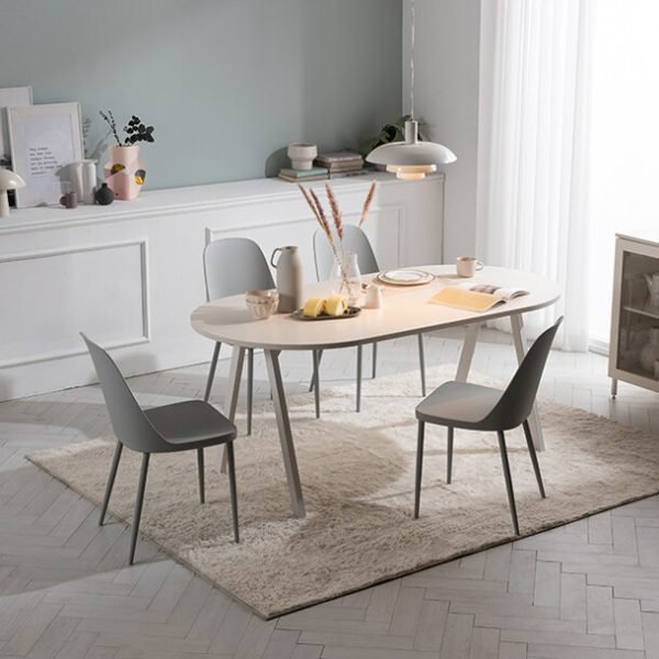 [아울렛] 로티르 6인 원형 화이트상판 식탁세트 의자4