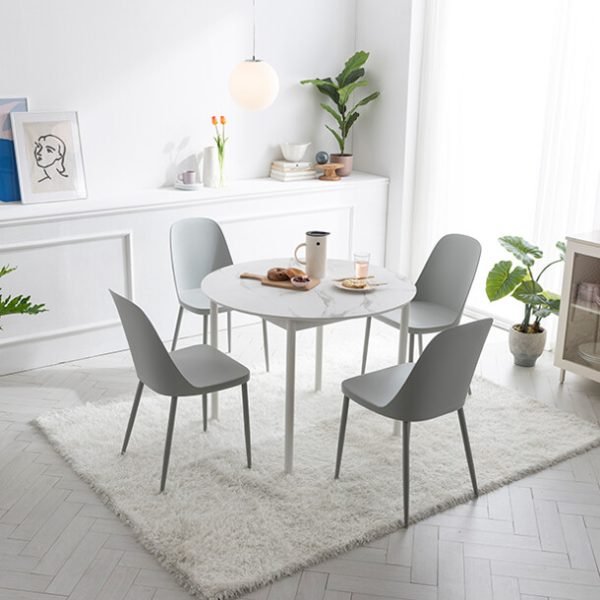 [아울렛] 로티르 4인 마블 원형식탁세트 의자4